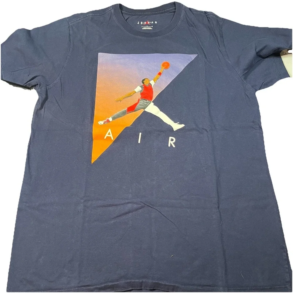 Air Jordan‎ Large Photo T-Shirt Jumpman Michael Jordan Navy Men's Large EUC
